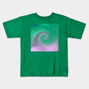 Pink and Spring Green Cosmic Cloud Whirly Swirl Kids T-Shirt